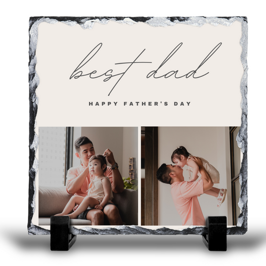 FATHERS DAY PERSONALISED 20X20CM PHOTO SLATE GLOSS FINISH