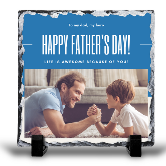 FATHERS DAY PERSONALISED 20X20CM PHOTO SLATE GLOSS FINISH