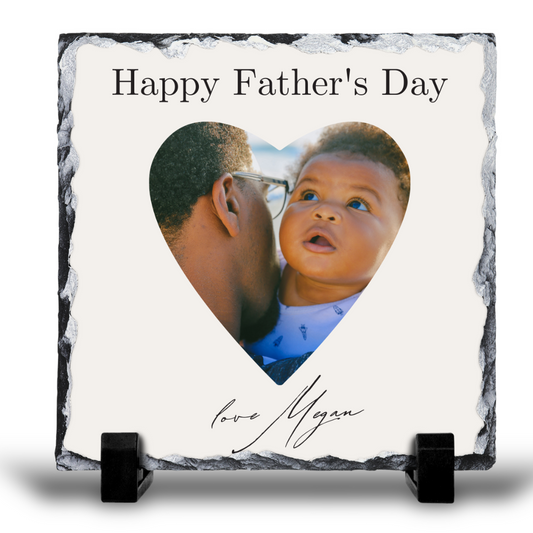 FATHERS DAY PERSONALISED 20X20CM PHOTO SLATE GLOSS FINISH