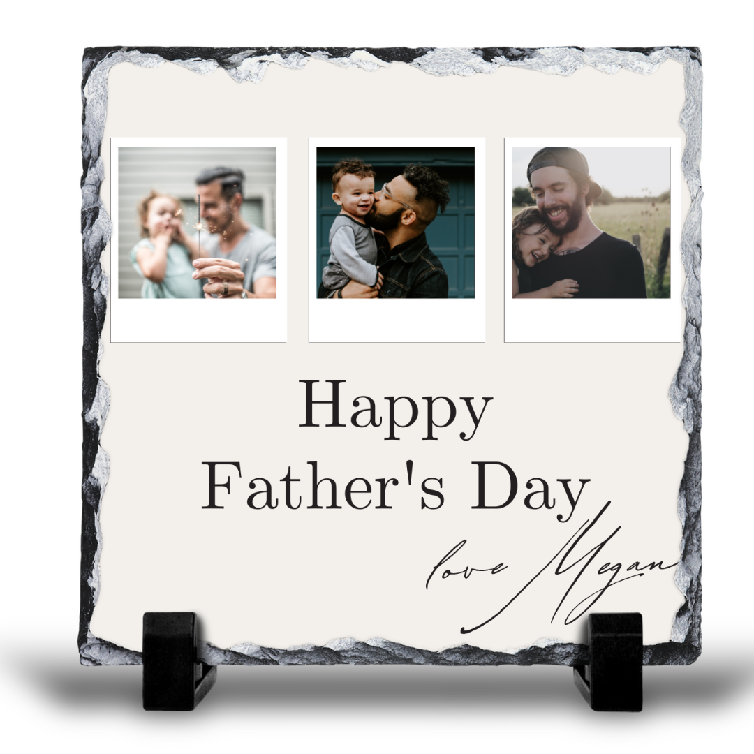 FATHERS DAY PERSONALISED 20X20CM PHOTO SLATE GLOSS FINISH